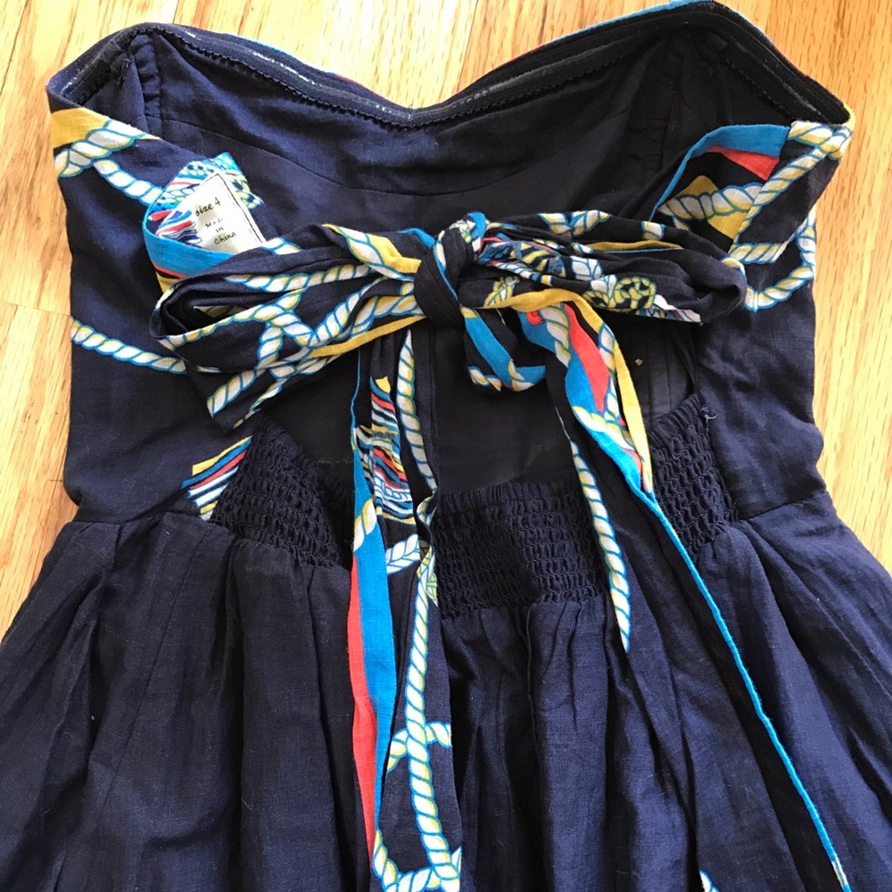 Anthropologie strapless open back dress nautical 4 - Picture 5 of 7
